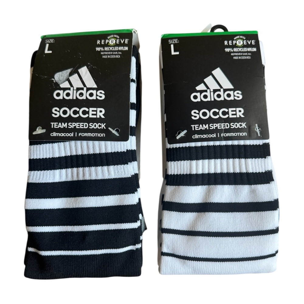 NWT! 2 Pairs ADIDAS Climacool Team Speed Soccer Socks UNISEX Large
